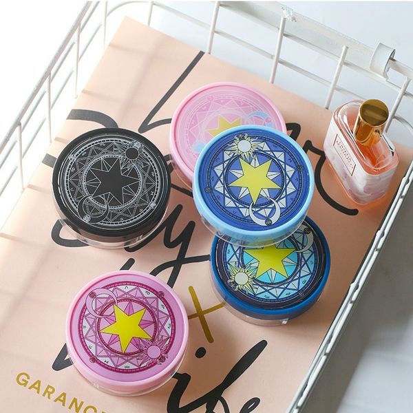 

new cartoon invisible case glasses case nursing glasses changeable sakura magic array contact box cute girl heart care box, Blue