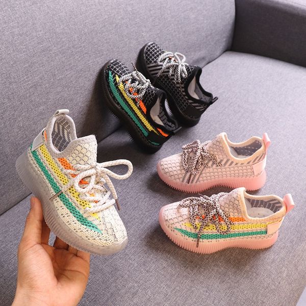 

children' girl sport port breathable mesh shoes big boy 2020 new girl coconut casual shoes boys, Black