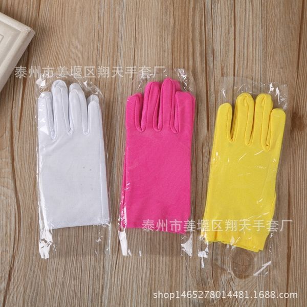 

children's white and colorful spandex high elastic student gloves table performance five-finger gloves etiquette