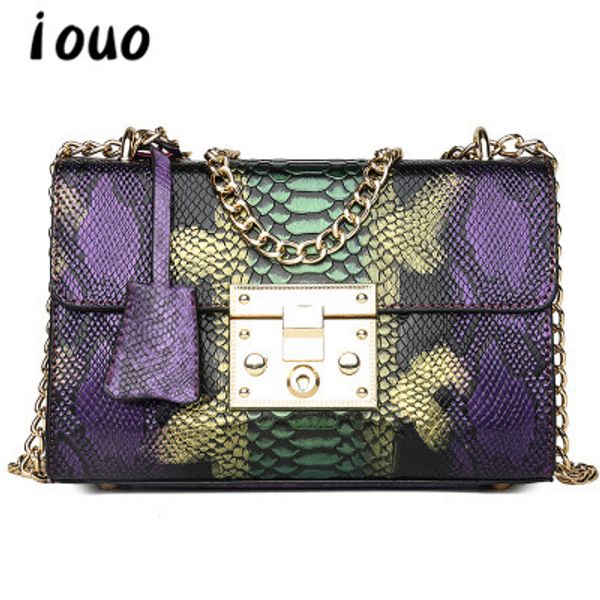 

iouo genuine one bag shoulder bags 2020 autumn new snake pattern fashion ladies shoulder bag wild messenger woman square