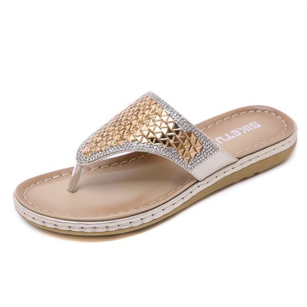 

sandals the new 2020 europe and the united states is cool procrastinate glass diamond a undertakes big yards flip-flops, Black