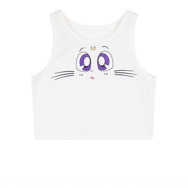 

summer new harajuku style cat printed navel open vest vest waist stretch sleeveless camisole women's t2410, Camo