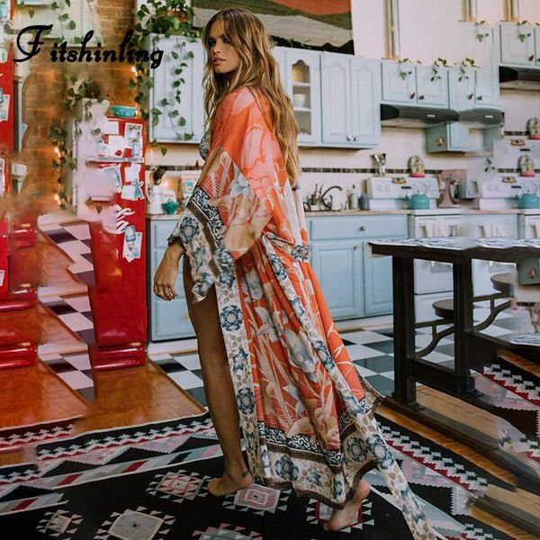 

padegao oversize beach cover up kimono vintage print floral holiday bikini outing boho loose long cardigan 2020 coat pdg1534, White;black