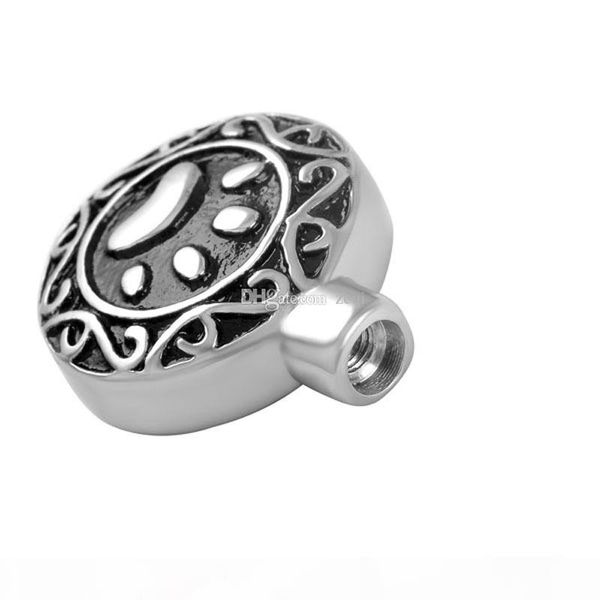 

wholesale pet cremation urn pendant necklace stainless steel keepsake pet paw print memorial cremation jewelry for dog cat 8584, Silver