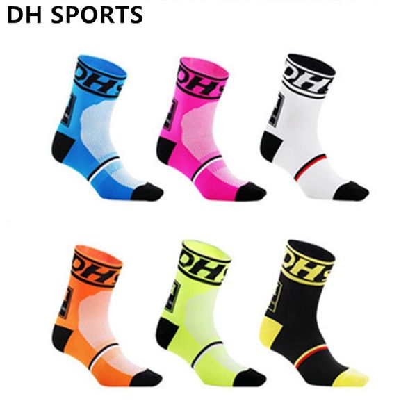 

dh sports new professional cycling socks for women men quality brand racing riding sock outdoor bike sport compression socks, Black