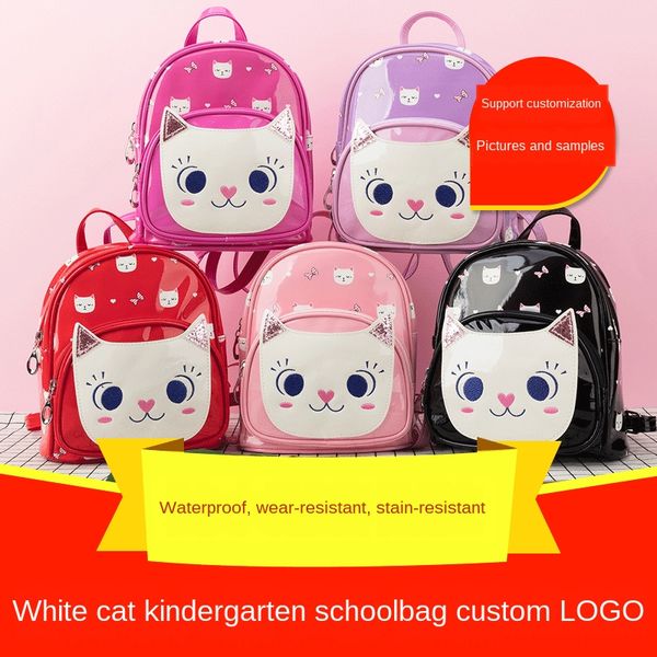 

2019 bag female cute white cat animal cartoon kindergarten bag mini backpack pu small backpack