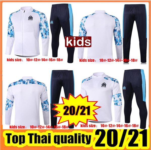 

2020-21 kids olympique de marseille tracksuit soccer training suit jacket kit 20 21 payet thauvin om kids football jacket jogging tracksuit, Black