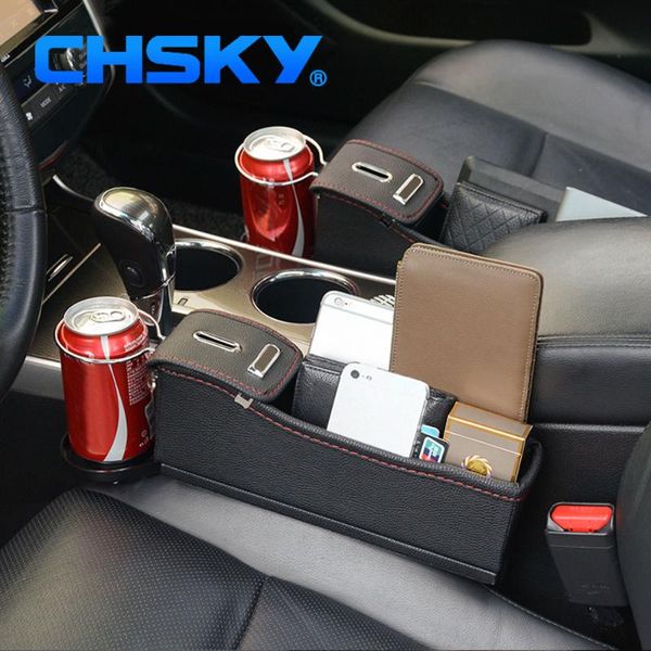 

chsky car seat crevice storage box coin keys collector cup holder car storage box organizer gap slit filler stowing tidying