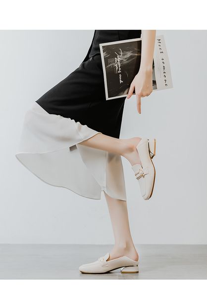 

new style of brogue shoes versatile middle heel and loafer shoes, Black