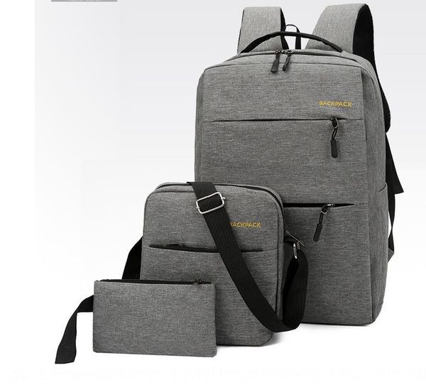 

usb computer backpack three-piece set new letter casual men's and women's student computer backpack