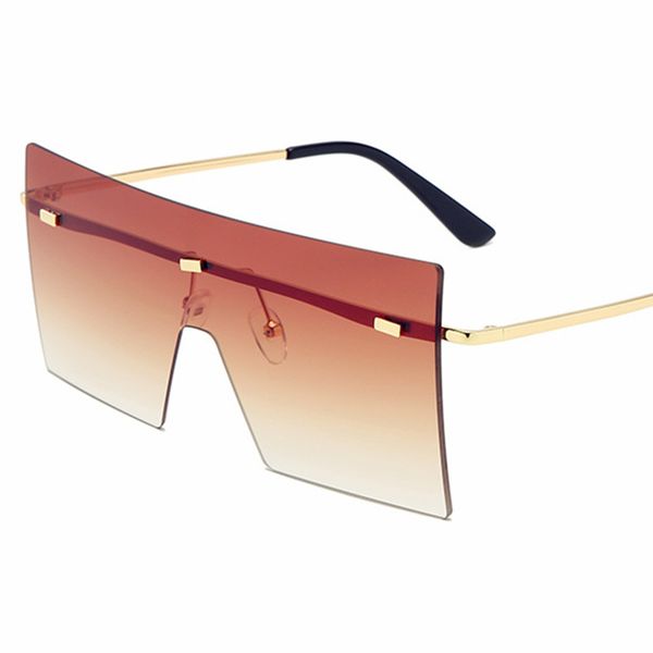 

new rimless one-piece sunglasses european and american fashion sunglasses oversized and square for women ladies, White;black