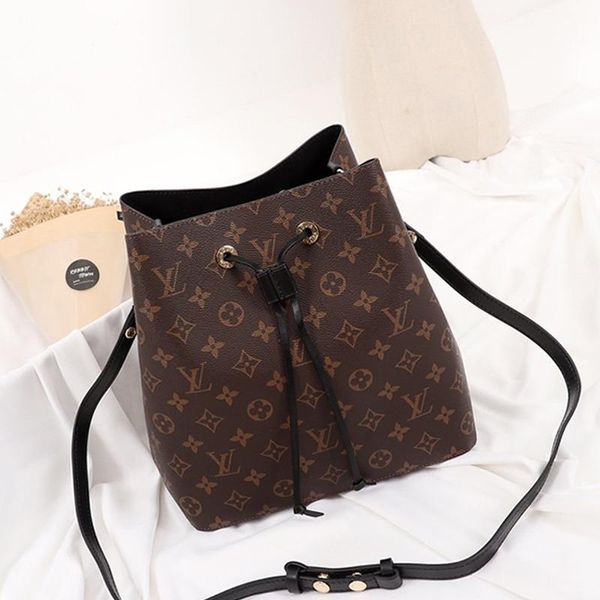 

womens leather bucket bag handbag drawstring ladies shoulder bag messenger luxury design type crossbody bags fast delivery