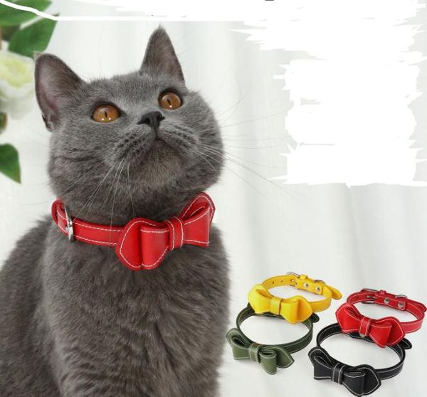 2020 Amazon deseja quente venda pet Laço de curva PU resistente ao desgaste anti-mordida gato coleira ponto de vendas diretas novo produto arco colar cervical cavalheiro