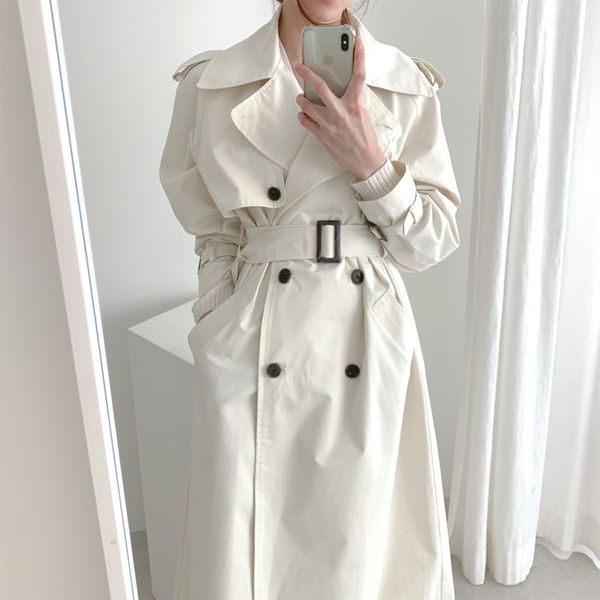 

coat the new 2020 han edition female temperament of the spring and autumn period and chic loose british wind coat, Tan;black