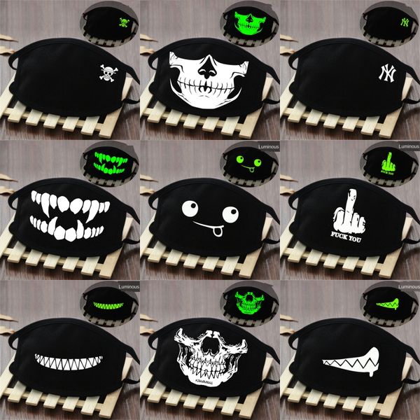 

6 1 1pcs cloth facemask pm2.5 cotton face maskswashable and reusable maske for protection breathable print magic bandana skull scarf#209#772, Black