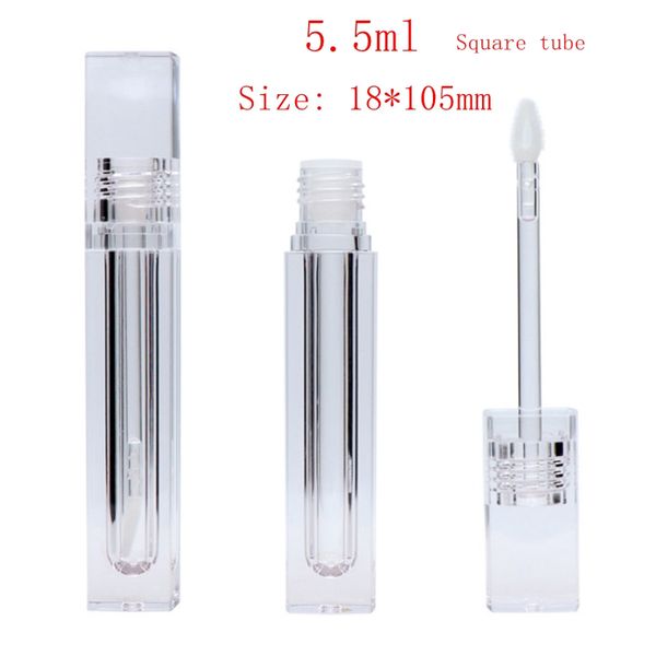 

storage bottles & jars 100pcs 5.5ml empty lipstick tubes square transparent crystal lip gloss with wand clear c015