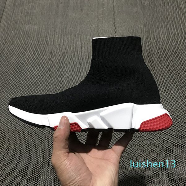 

2019 speed trainer socks stretch-knit high trainer shoes sneaker black white woman man designer shoes l13