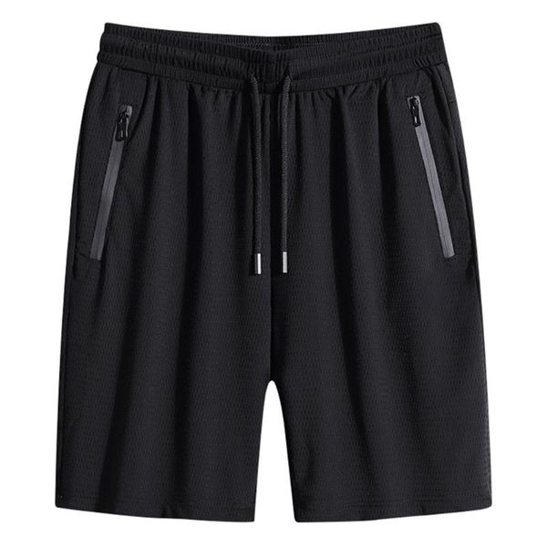 

newly ice silks quick drying men casual shorts with zipper pocket daily home travel summer beach shorts, White;black