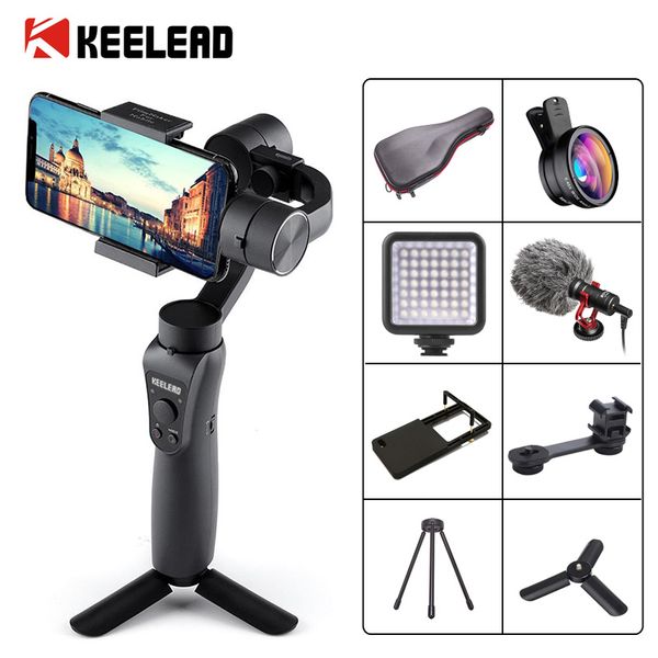 

keelead 3-axis handheld gimbal stabilizer w/focus pull & zoom for iphone xs max xr x 8 plus 7 6 se samsung action camera