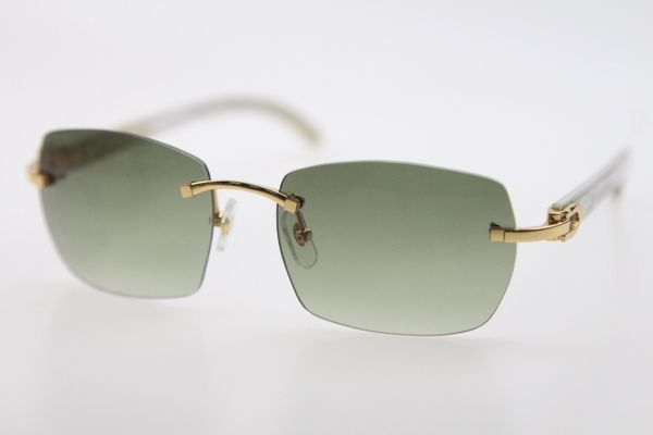 

2020 wholesale new white genuine natural horn rimless sunglasses 8100905 rimless glasses with box uv400 driving glasses, White;black