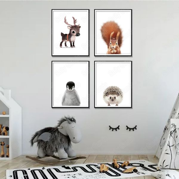 

modern poster and prints squirrel hedgehog penguin pictures fashion animals wall art canvas painting for living room home decor
