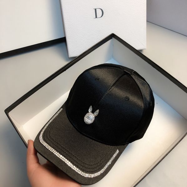 

etwkh diamond-encrusted rabbit satin korean style stars with the same style travel sunscreen casual baseball baseball cap cap female fashion, Blue;gray