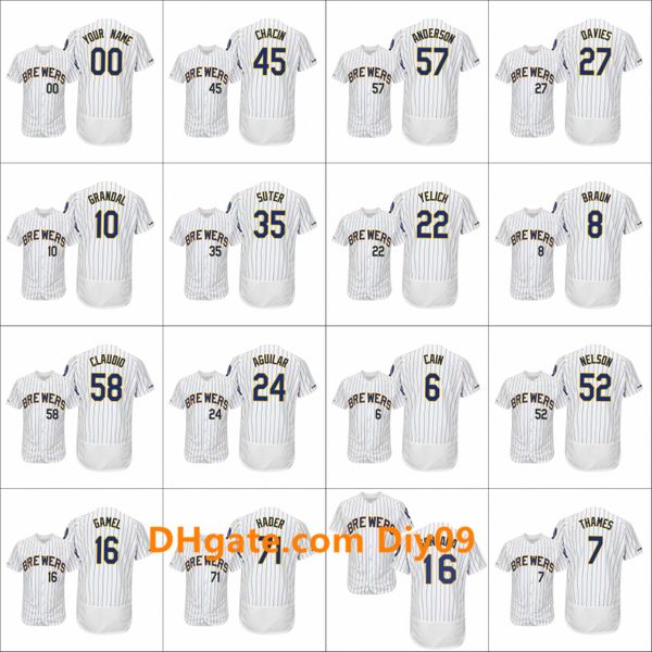 

milwaukee brewers men #22 christian yelich 8 ryan braun 16 domingo santana women youth flex base alternate custom jersey, Black