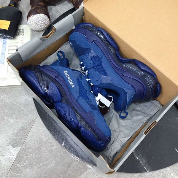 

designer shoes luxury mens women casual shoes, men and women sneakers couple models tennis shoes triple s transparent sole m01, Black