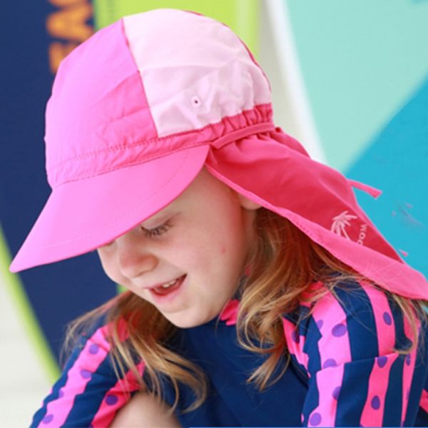 

haiyishan children's with sunshade swimming cap children's sun-proof wind-proof elastic swimming cap playing on beach