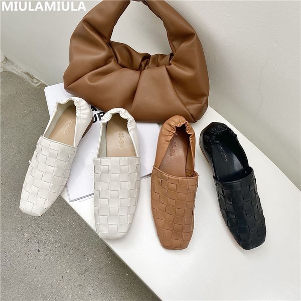 

miulamiula brand designer 2020 autumn korean fashion weave leather soft comfy bottom flats shoes women loafers casual moccasins, Black