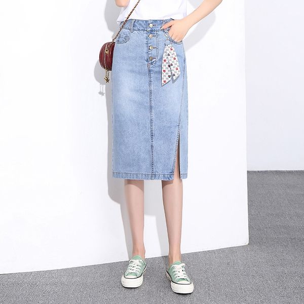 

eprle women's tight tight a- line dress bodycon 2020 new summer mid-length a- line skirt high waist slimming split straight denim sheat, Black