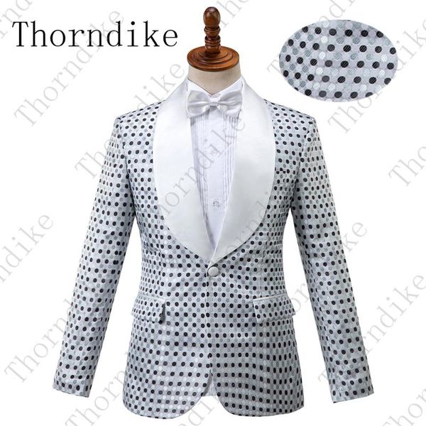 

thorndike new men's polka dots classic suit coat regular suit jacket business formal blazers men dresses tide fashion outfit, White;black