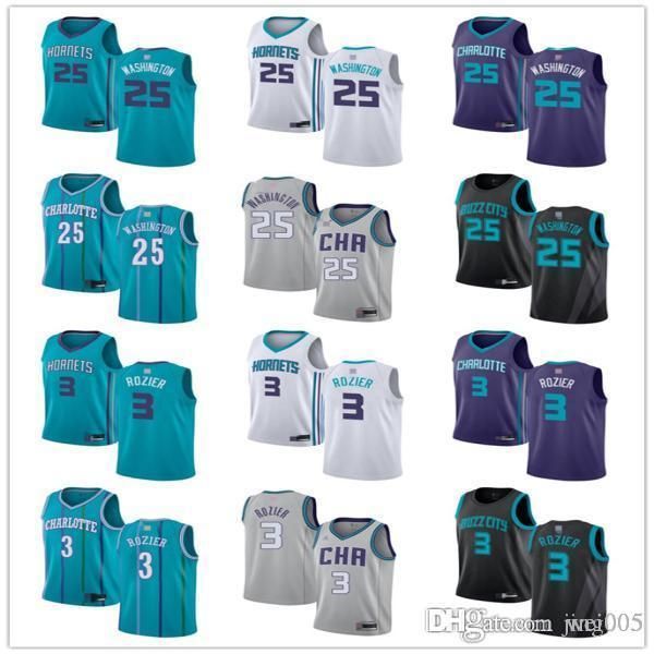 

mens womens youth charlotte hornets 25 pj washington 3 terry rozier green purple black white custom basketball jerseys, Black;red