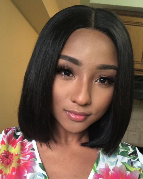

13*4 lace front human hair wigs for black women brazilian remy hair human hair short straight bob wig bleached knots 150%