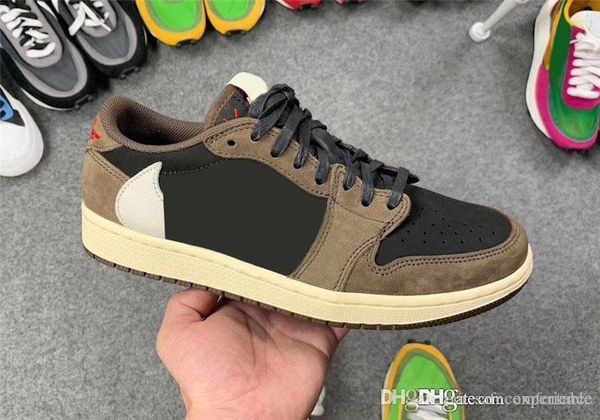 

2019 air authentic travis scott x 1 low og sp ts dark mocha retro cactus jack black 3m university 1s cq4277-001 men basketball shoes