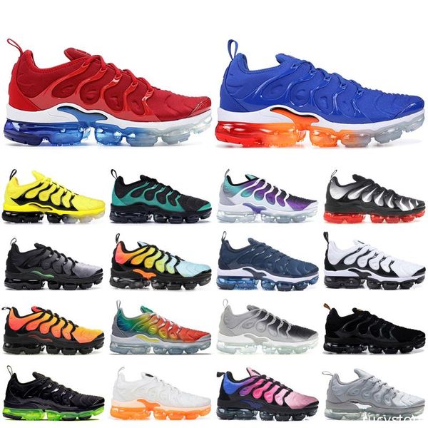 

2019 overbranding black tn plus rainbow p blue running shoes men women sneakers bleached aqua stripe balck trainers designer shoes