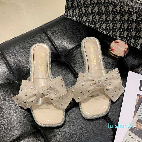 

slip on sandals summer shoes bowknot slippers women female bowknotflip flops beach shoes sandals slipper l25, Black