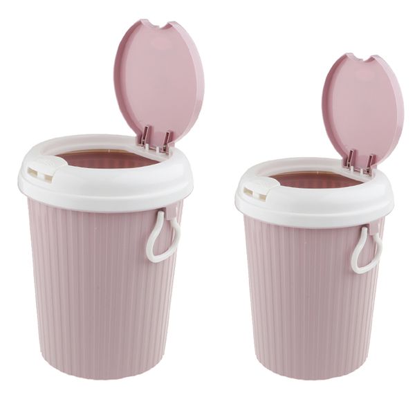 

2x touch trash bin household wastebasket with lid for office garbage l/s