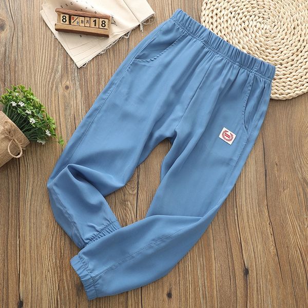 

wtint boys' jeans anti-mosquito anti-mosquito thin pants tencel jeans medium and large children quick-drying ice silk boys' childr, Blue