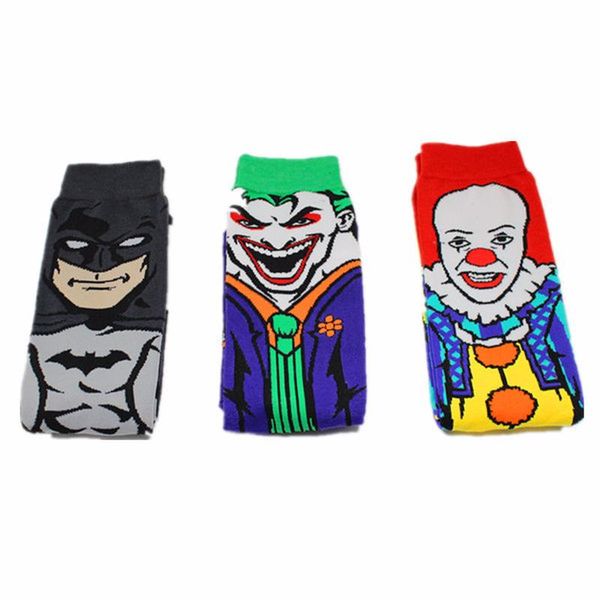 

marvel socks clown sporting casual men cotton sock soft comfort breathable absorb sweat fun cartoon personalized, Black