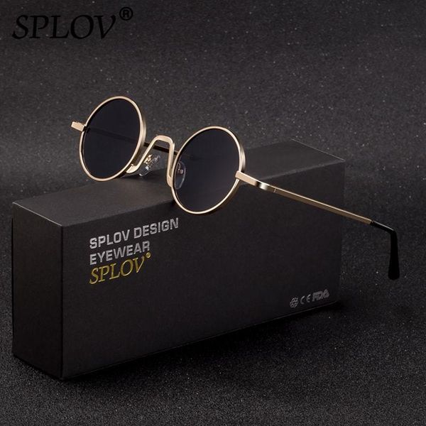 

splov vintage rap sunglasses men women steam punk style hip-hop small round metal frame eyewear retro gafas de sol with case t200615, White;black
