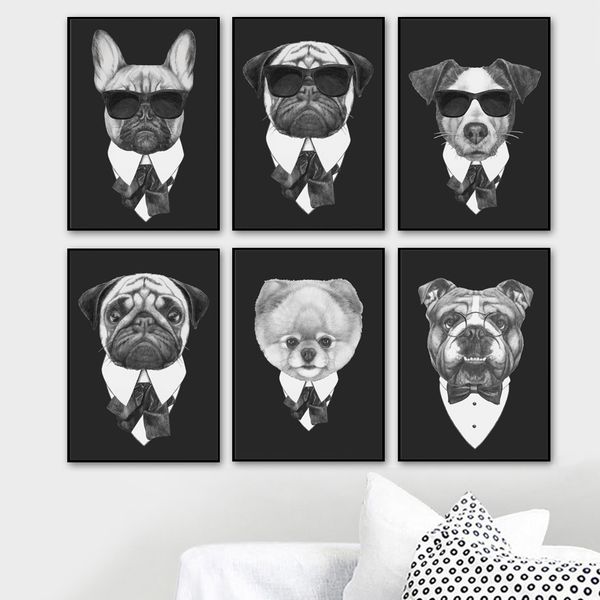 

abstract bulldog fox cat owl orangutan nordic posters and prints wall art canvas painting wall pictures for kids room home decor