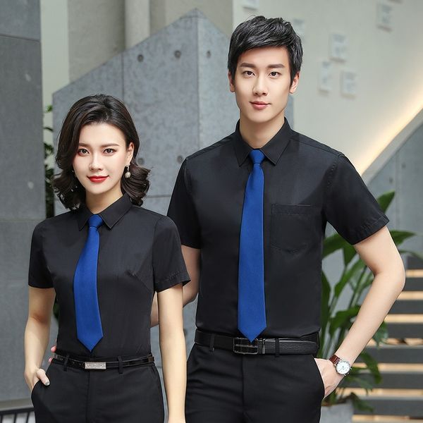 

short-sleeved for men and women shirt summer slim fit ol half-sleeved professional shirt suit interview formal wear, White