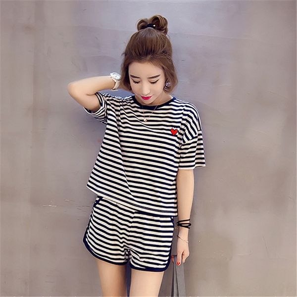 

корейские пижамы стиля женщины с короткими рукавами шорт тонкого костюмом одежда для обустройства дома одежды можно носить из моды домашней, Blue;red