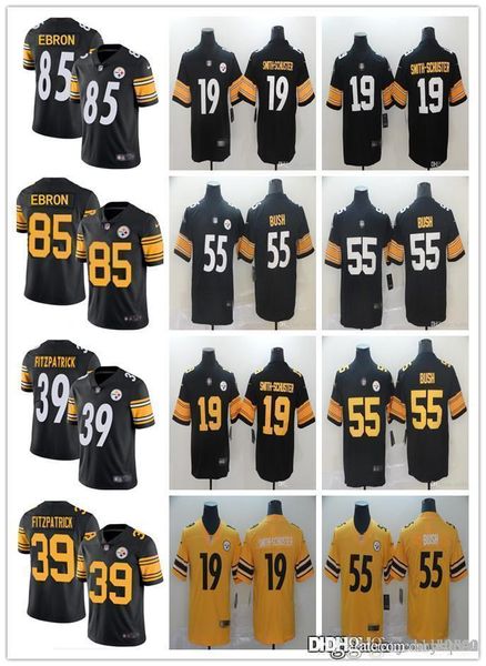 

men women pittsburgh steelers youth 19 juju smith-schuster 55 devin bush 39 minkah fitzpatrick 85 eric ebron football jerseys black, Black;red
