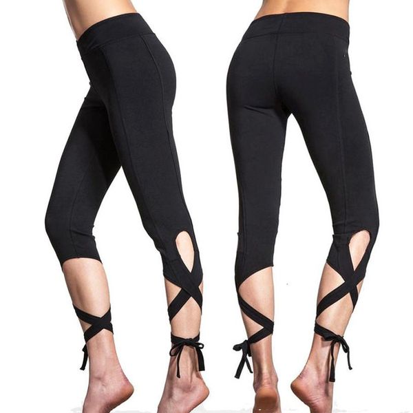 

2020 new women compression cropped trousers leggings fitness mallas quick dry 3 4 dancing pants knitted slim ballet pants or1, Black