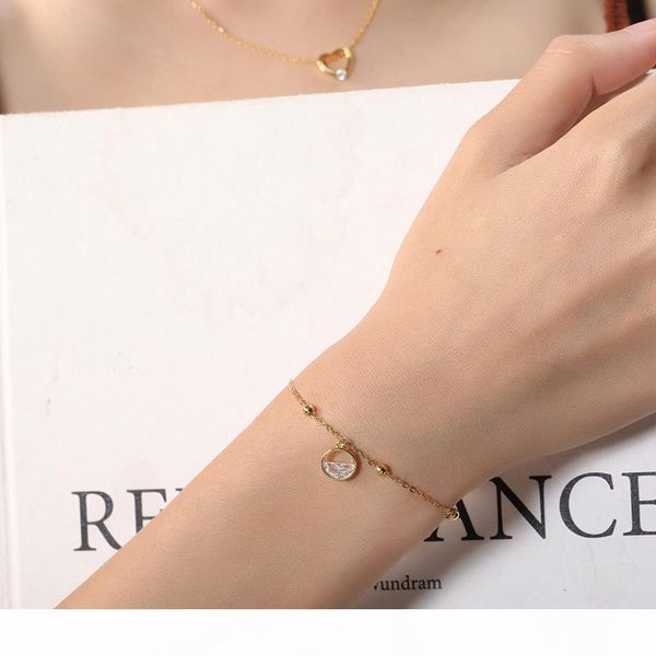 

оптовые 100% real s925 silver индивидуальный браслет золотой шарик цепь циркон камень круглый очарование кулон браслет для женщин, Golden;silver