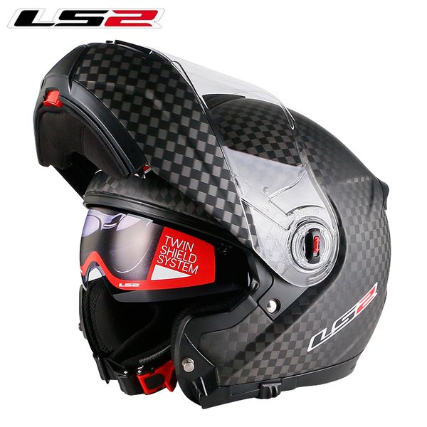 

ls2 ff394 modular motorcycle helmt 12k carbon fiber moto racing helmets with inner sunglasses original ls2 flip up helmets