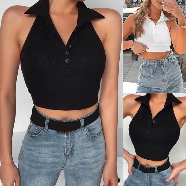 

ribbed vest crop vest solid color off-the-shoulder knitted summer women's, White