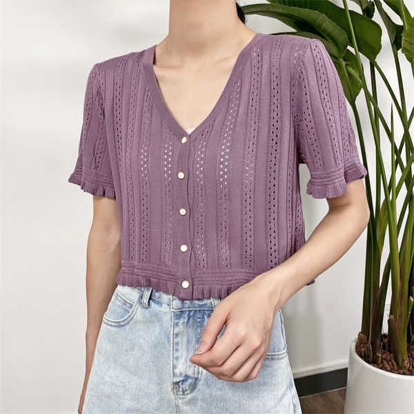 

mw6fg [heenjun] a468 korean-style hollow-out solid color short sweater [heenjun] a468 korean short-sleeved wome cutout short-sleeved women&#, White